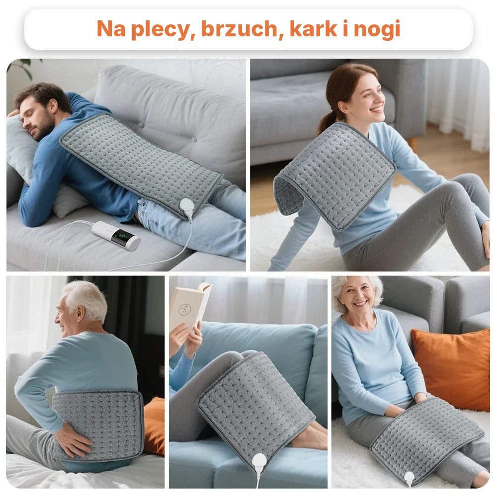 Poduszka elektryczna na plecy i kark 30×60 cm – 9 poziomów ciepła, timer