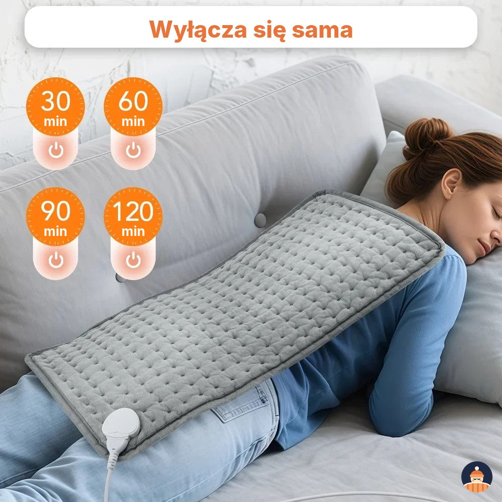 Poduszka elektryczna na plecy i kark 30×60 cm – 9 poziomów ciepła, timer